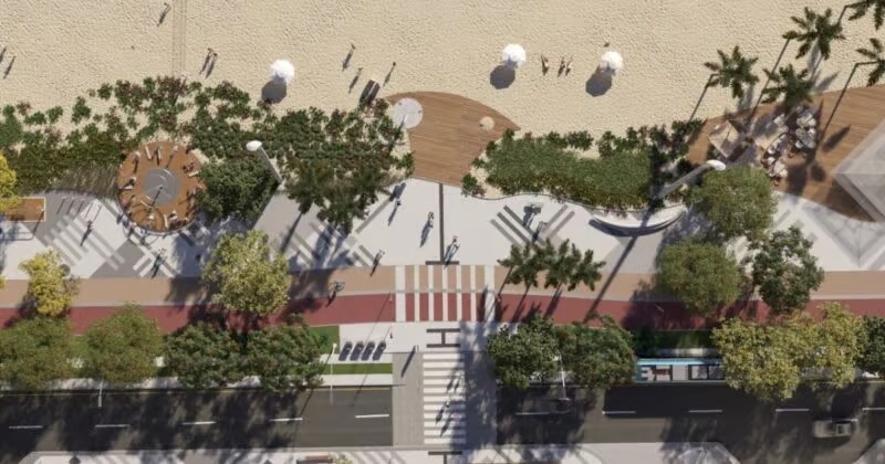 Trecho sul da reurbanização da Praia Central terá 510 árvores e investimento de R$ 4,19 milhões